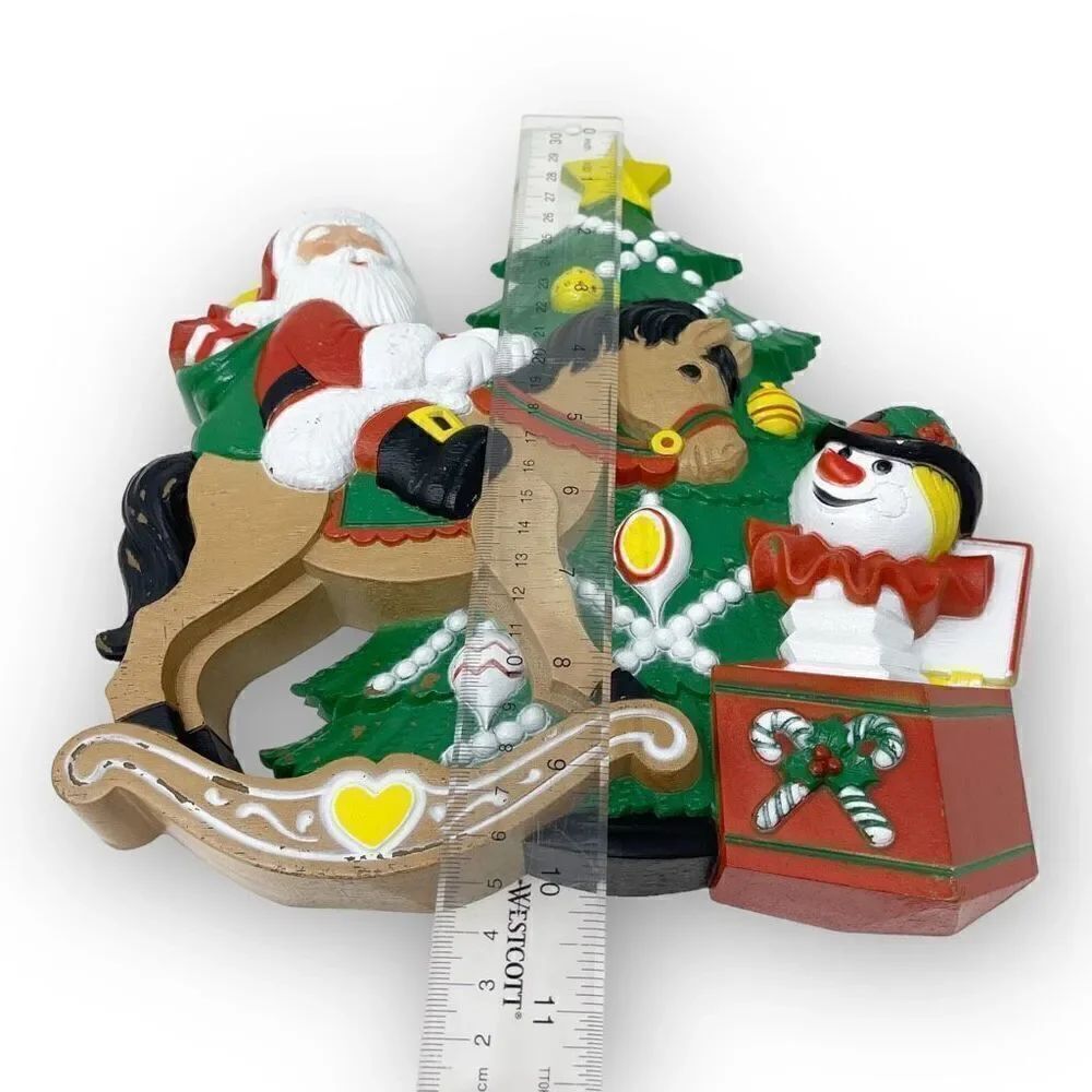 Vintage Burwood Wall Hanging Christmas Tree Santa Claus Rocking Horse MCM - Picture 6 of 9
